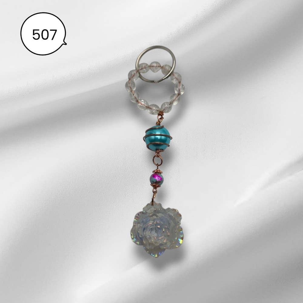 Handmade Crystal Rose Beaded Charm